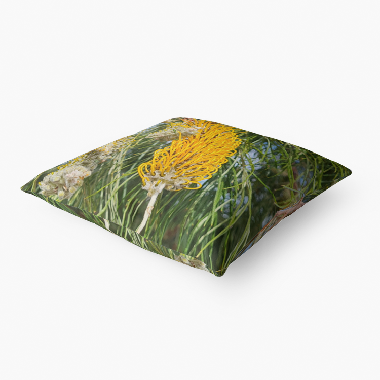 Yellow Grevillea Premium Hypoallergenic Throw Pillow