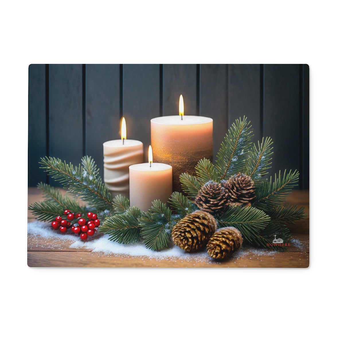 Candles For Christmas Glass Chopping Board