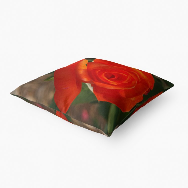 Orange Rose Premium Hypoallergenic Throw Pillow