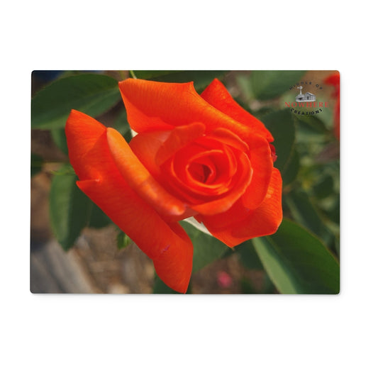 Orange Rose Glass Chopping Board