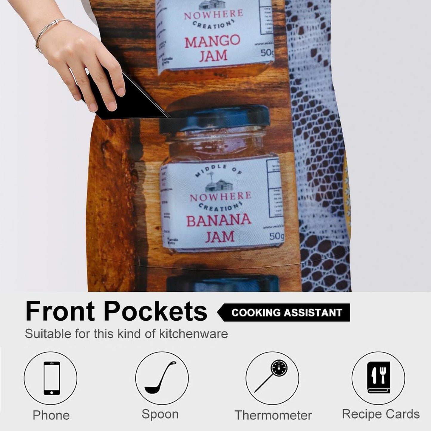 Gourmet Jam Trio Adult Apron with Pocket