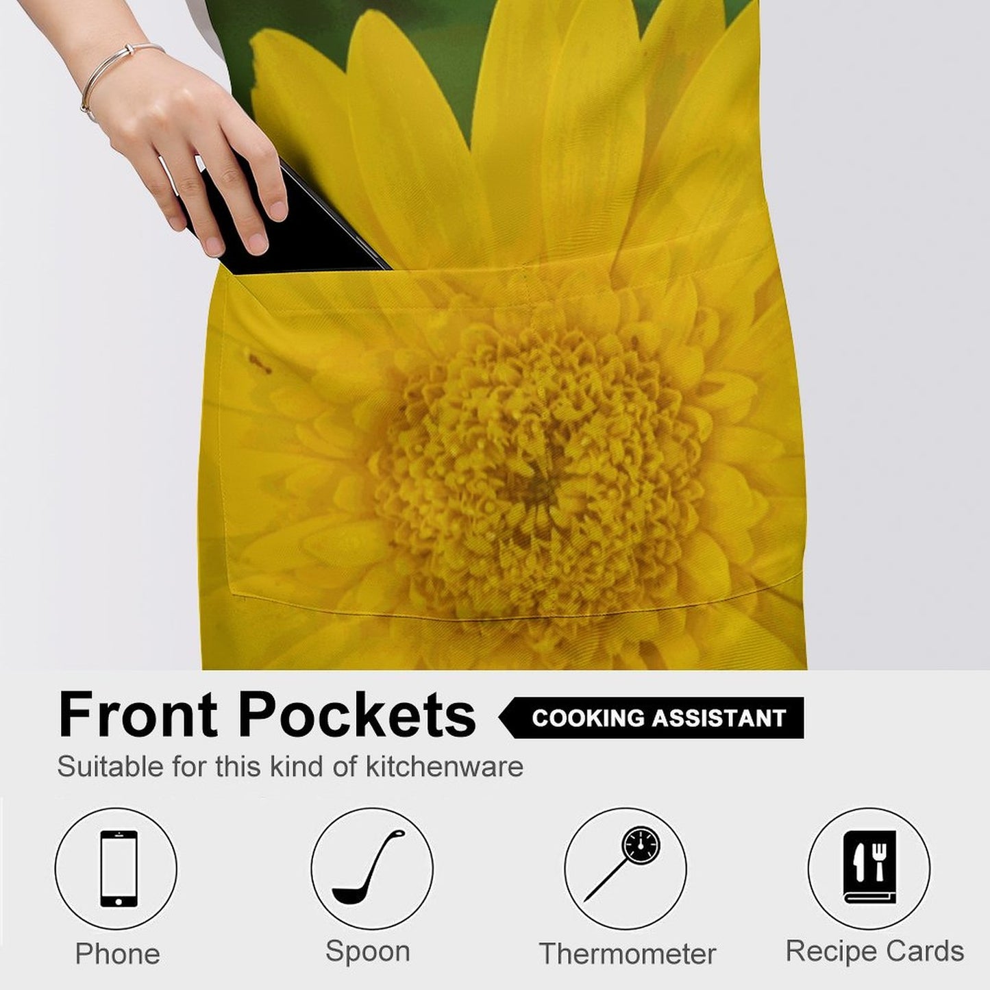 Yellow Gerbera Adult Apron with Pocket