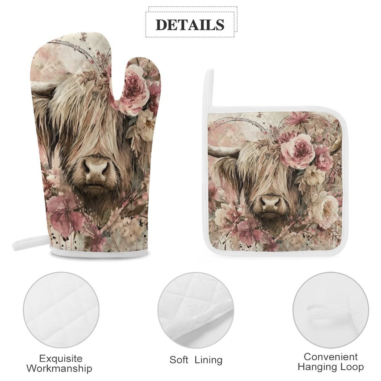 Eliza Oven Mitts & Pot Holder Set of 3