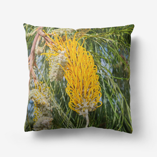 Yellow Grevillea Premium Hypoallergenic Throw Pillow