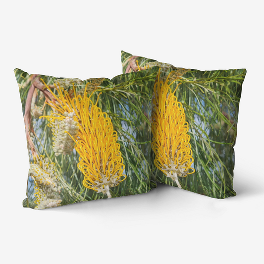 Yellow Grevillea Premium Hypoallergenic Throw Pillow