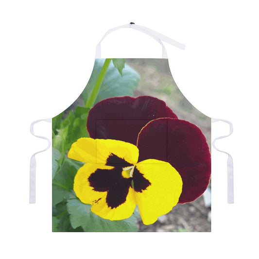 Pansy Flower Adult Apron with Pocket