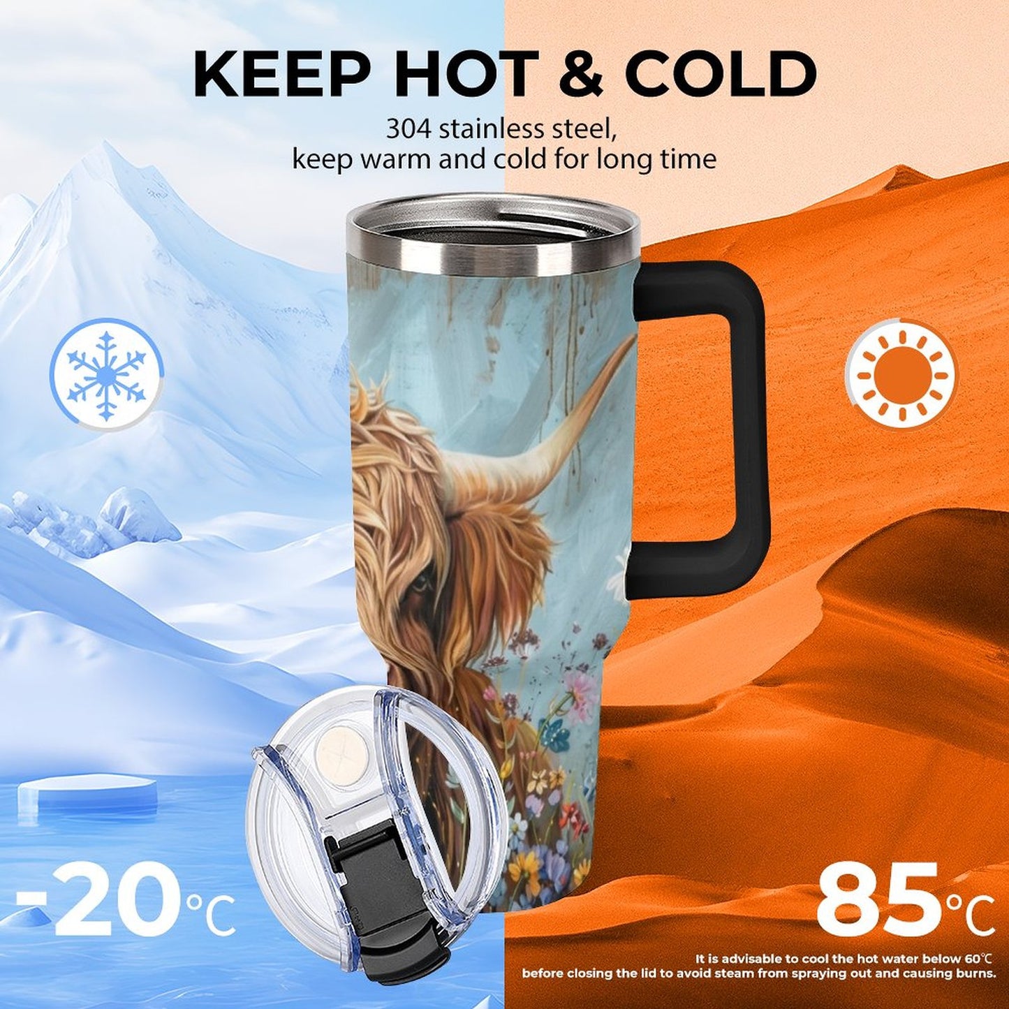 Betsy 40oz Insulated Tumbler with Handle and Straw
