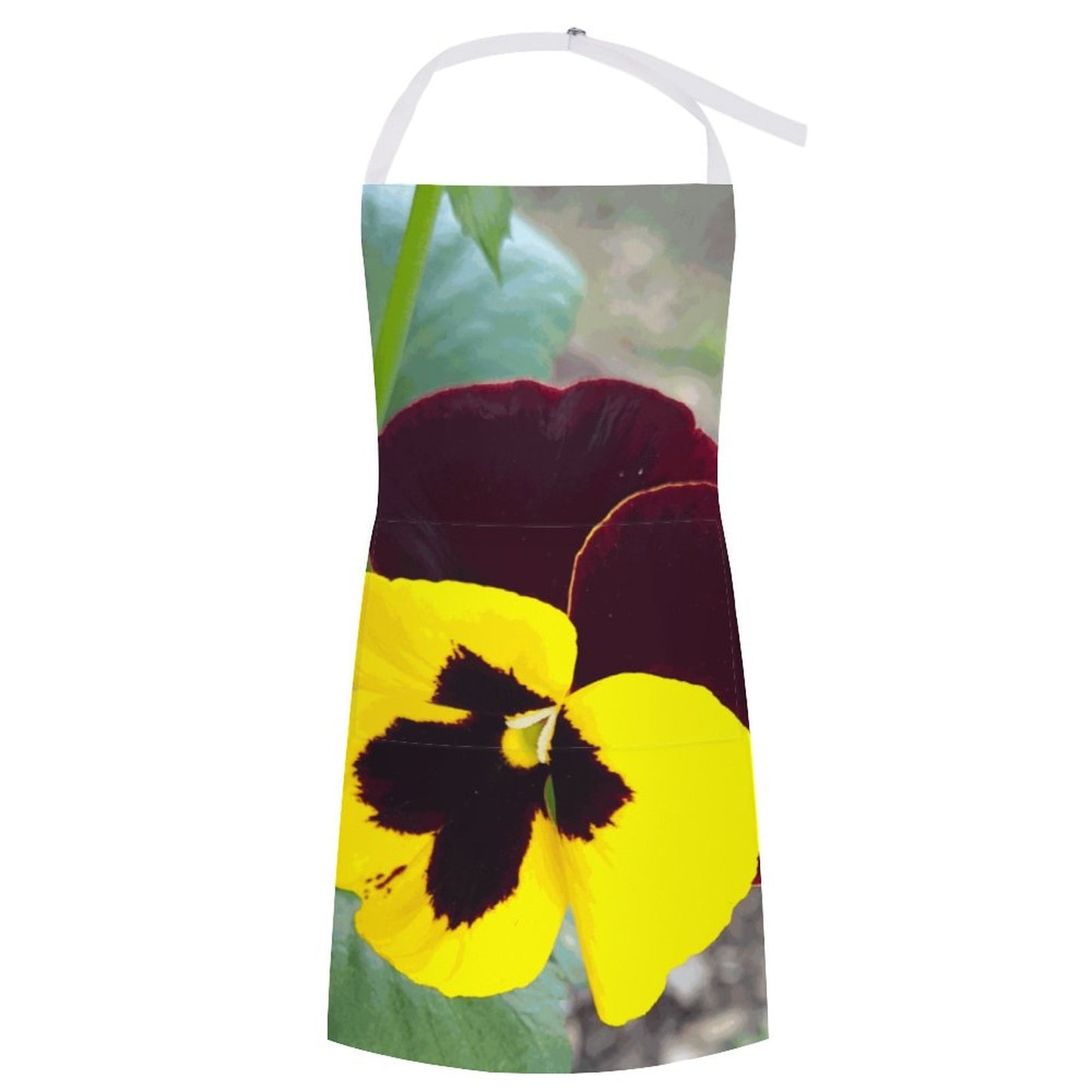 Pansy Flower Adult Apron with Pocket