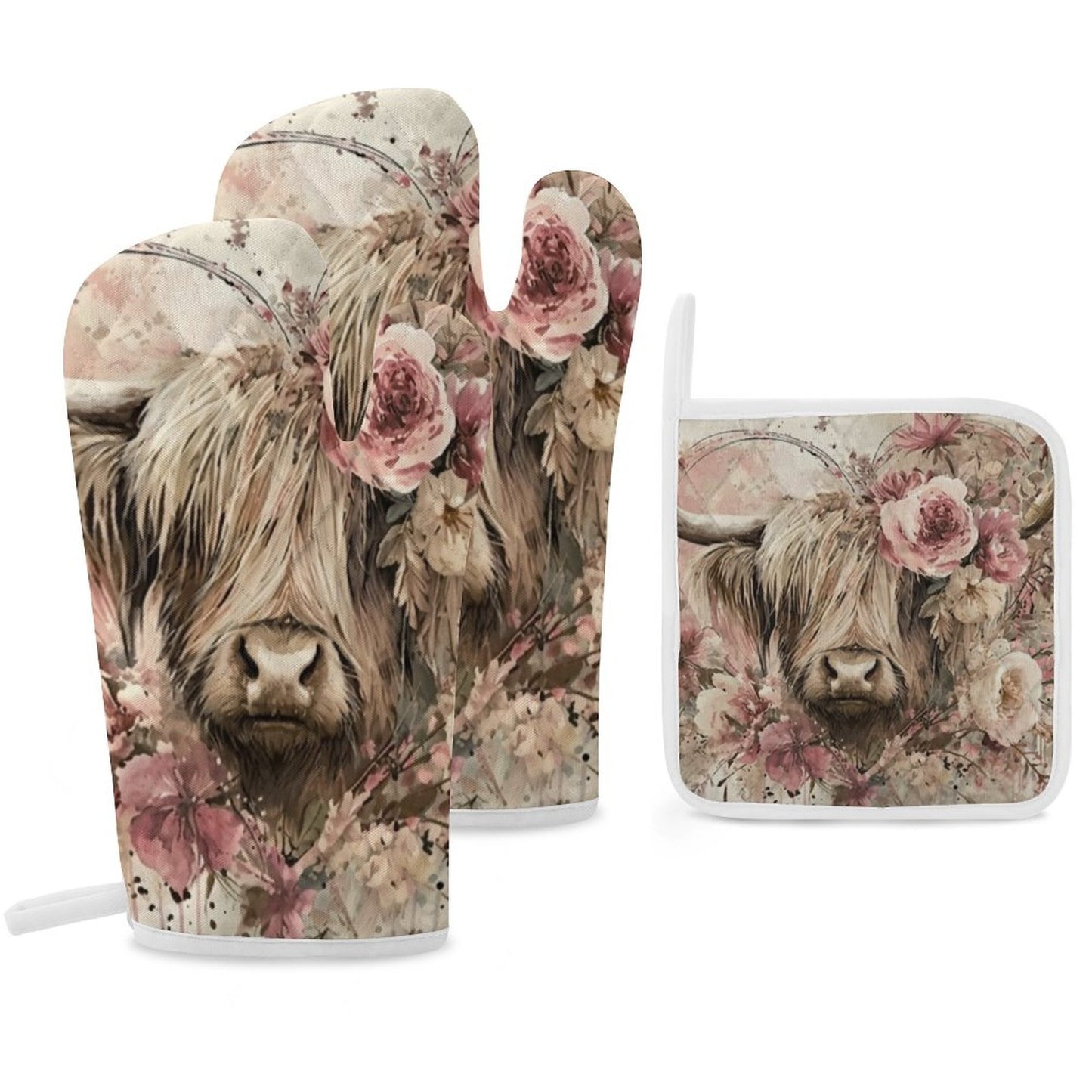 Eliza Oven Mitts & Pot Holder Set of 3