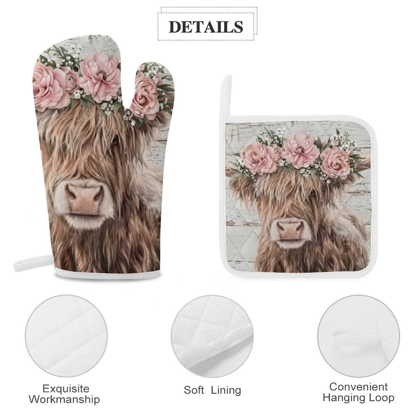 Faye Oven Mitts & Pot Holder Set of 3