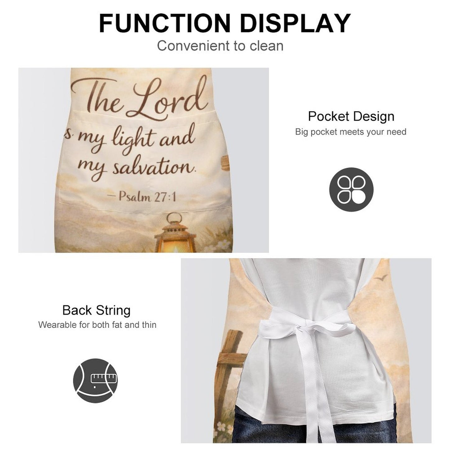 The Lord Is My Light Adult Apron with Pocket