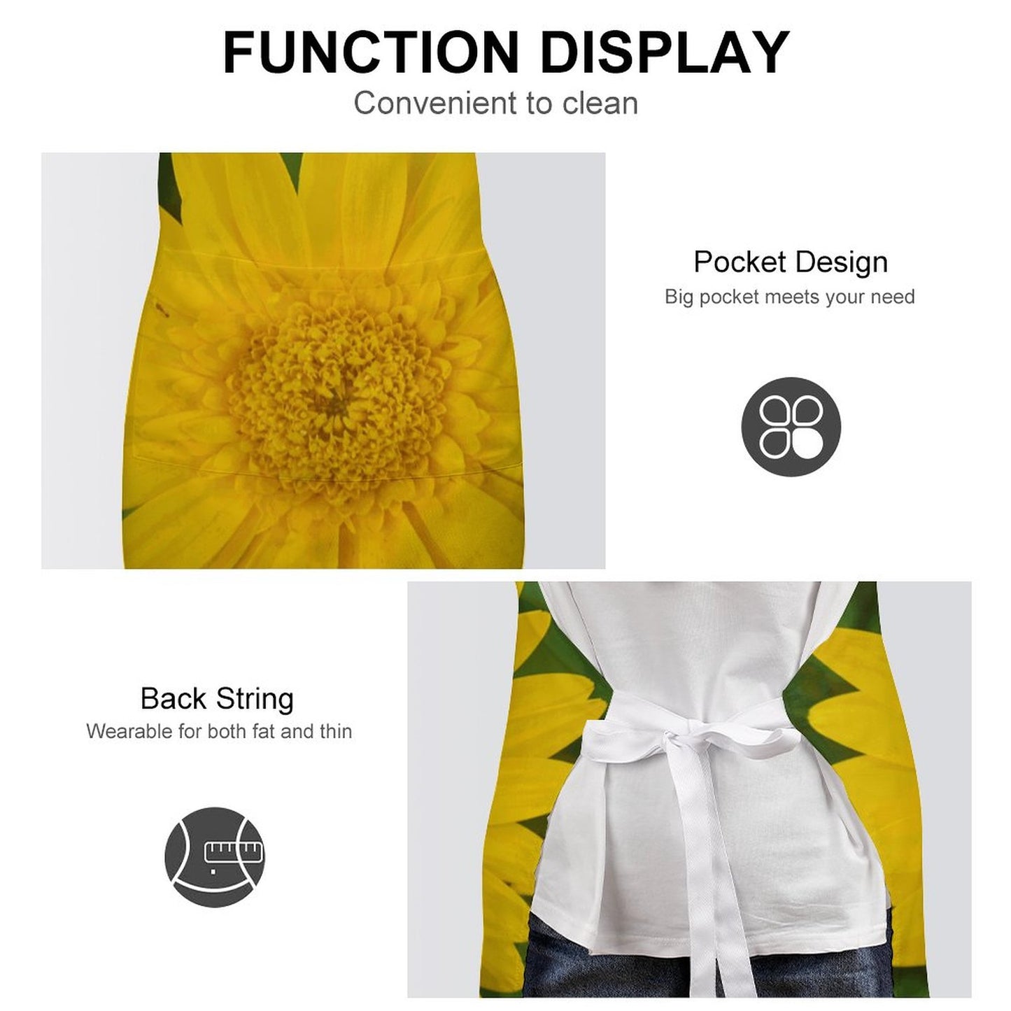 Yellow Gerbera Adult Apron with Pocket