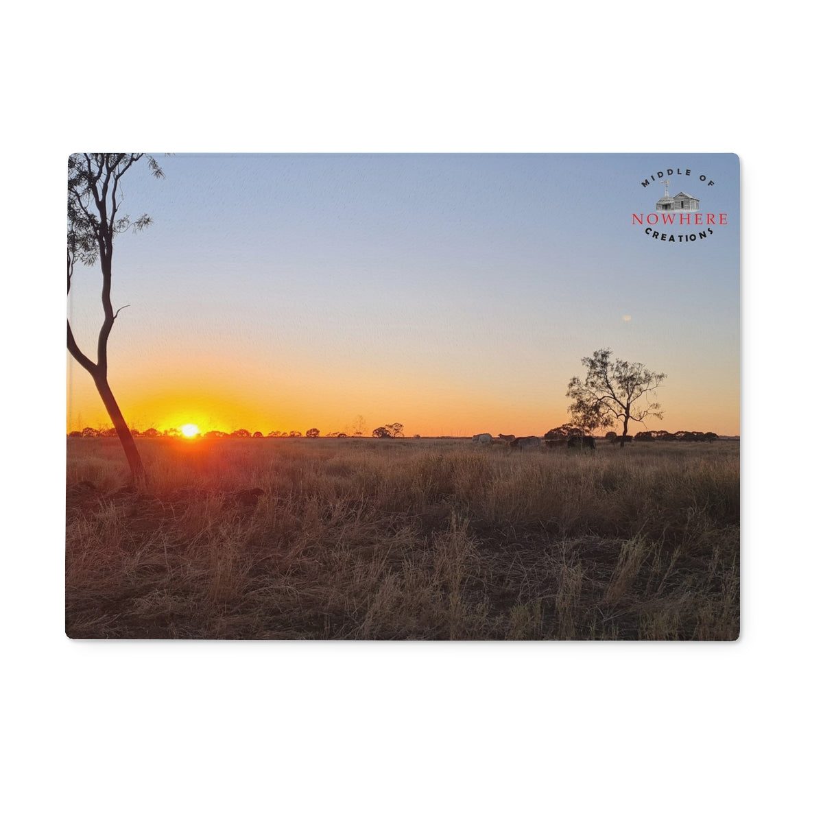 Open Plains Sunrise Glass Chopping Board