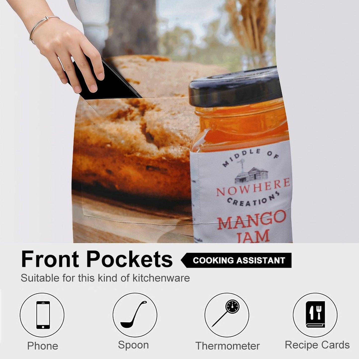 Fresh Bread and Jam Adult Apron with Pocket