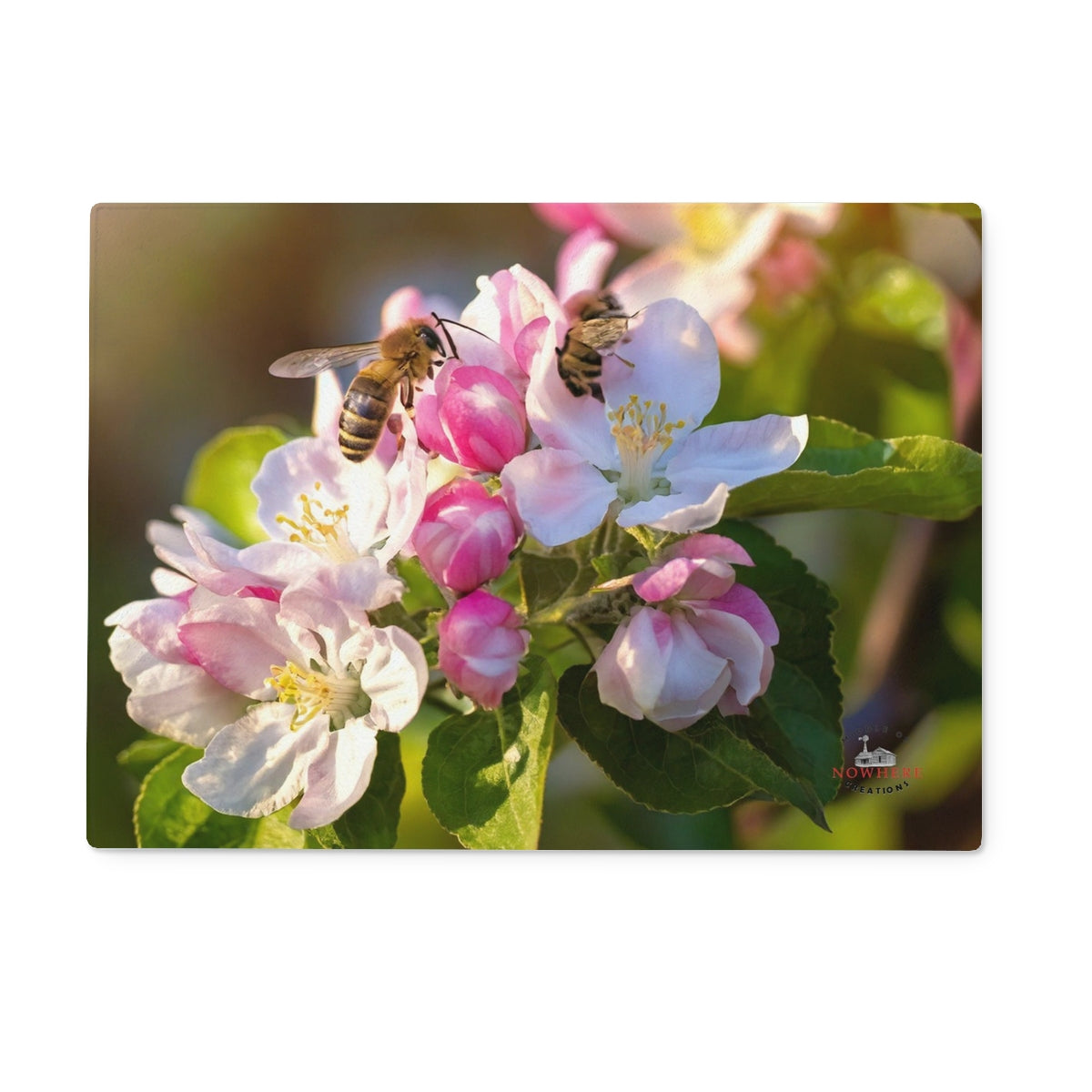 Apple Blossoms Glass Chopping Board