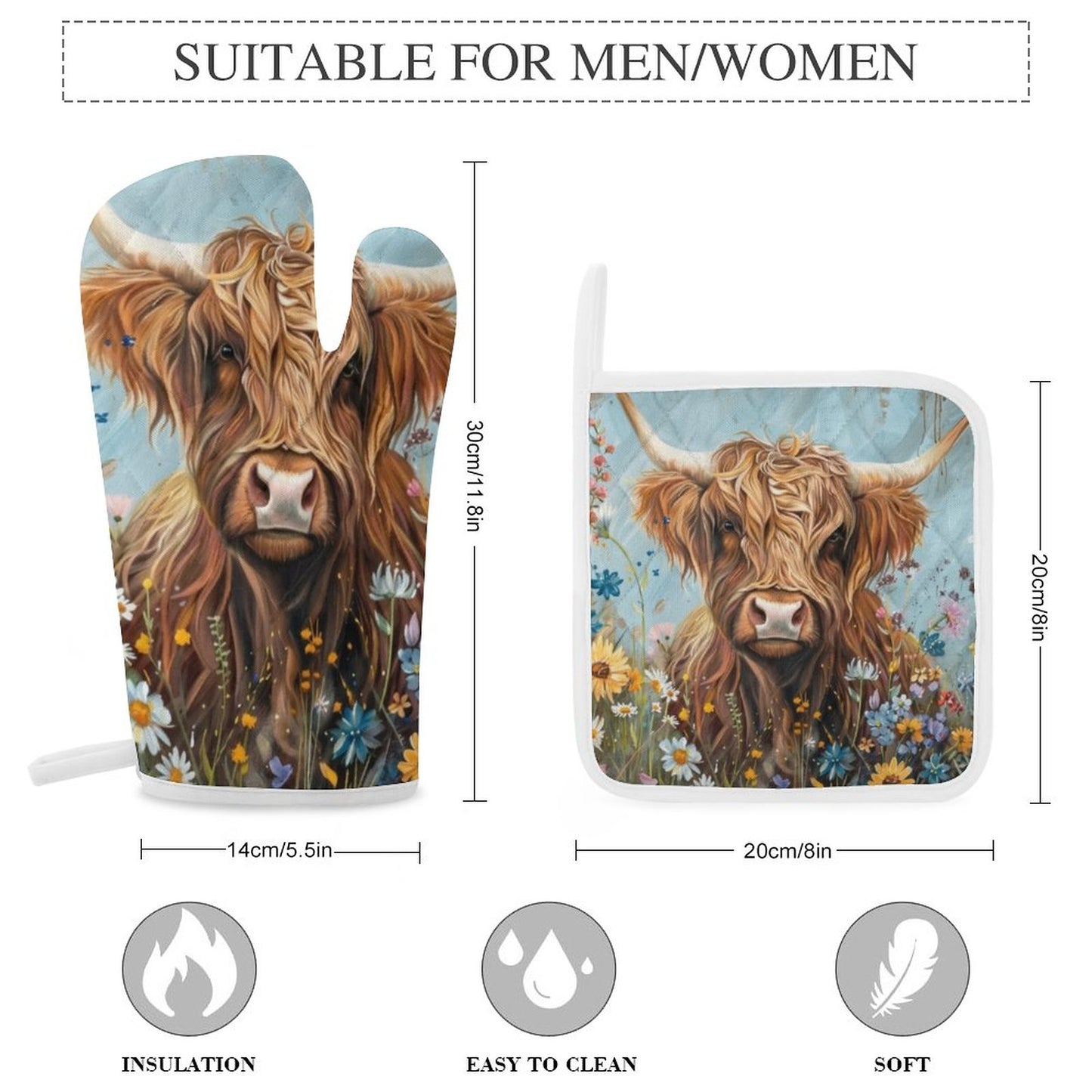 Betsy Oven Mitts & Pot Holder Set of 3