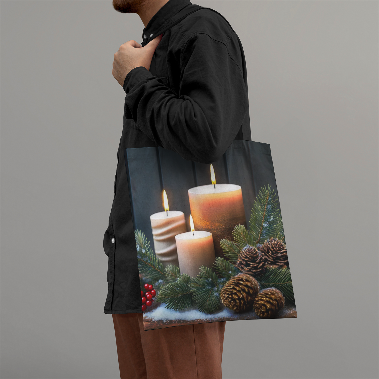 Candles For Christmas Natural Canvas Tote Bag
