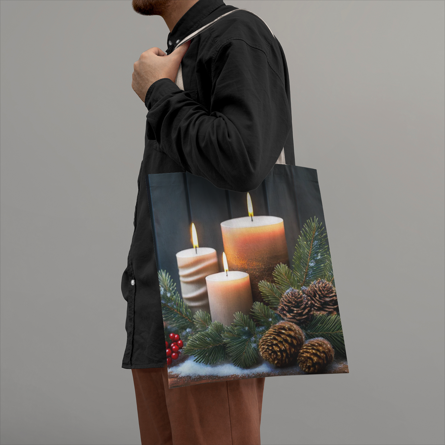 Candles For Christmas Natural Canvas Tote Bag