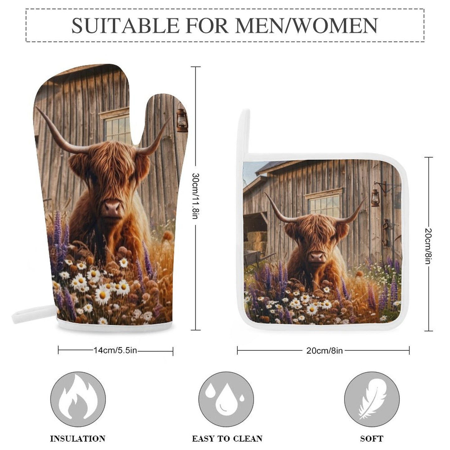 Caroline Oven Mitts & Pot Holder Set of 3