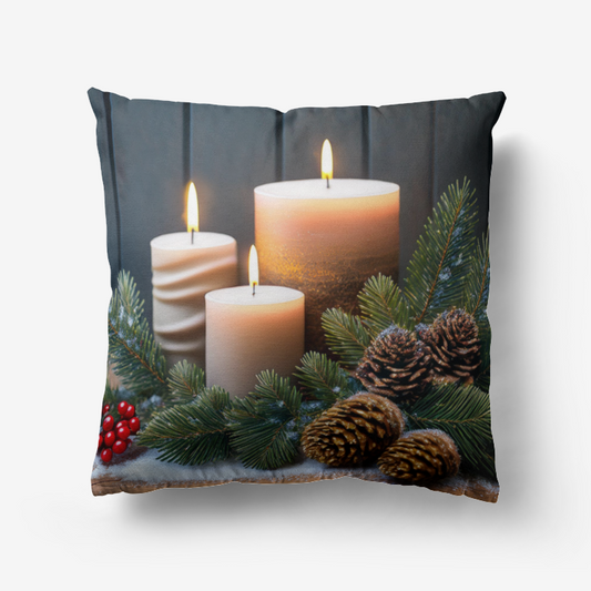 Candles For Christmas Premium Hypoallergenic Throw Pillow