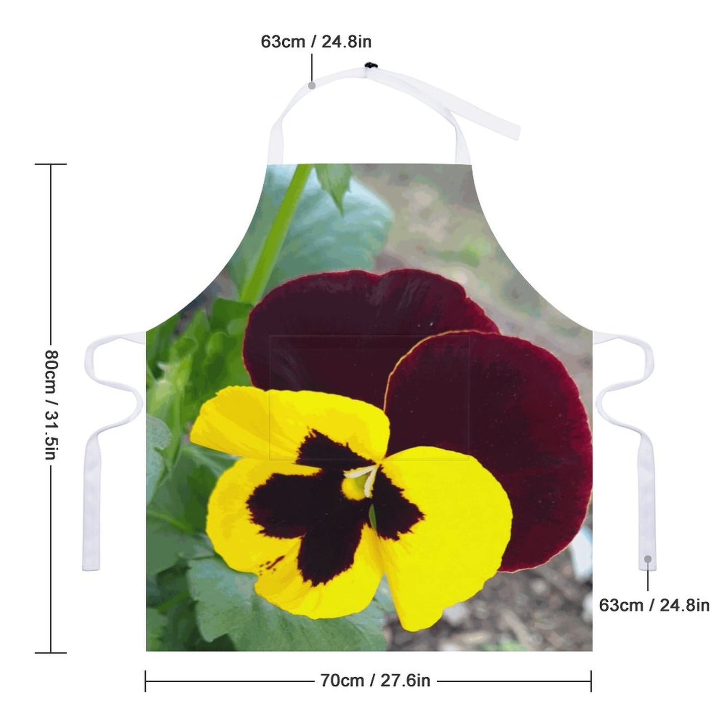 Pansy Flower Adult Apron with Pocket