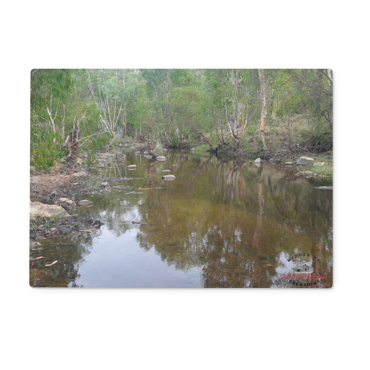 Peaceful Creek Glass Chopping Board